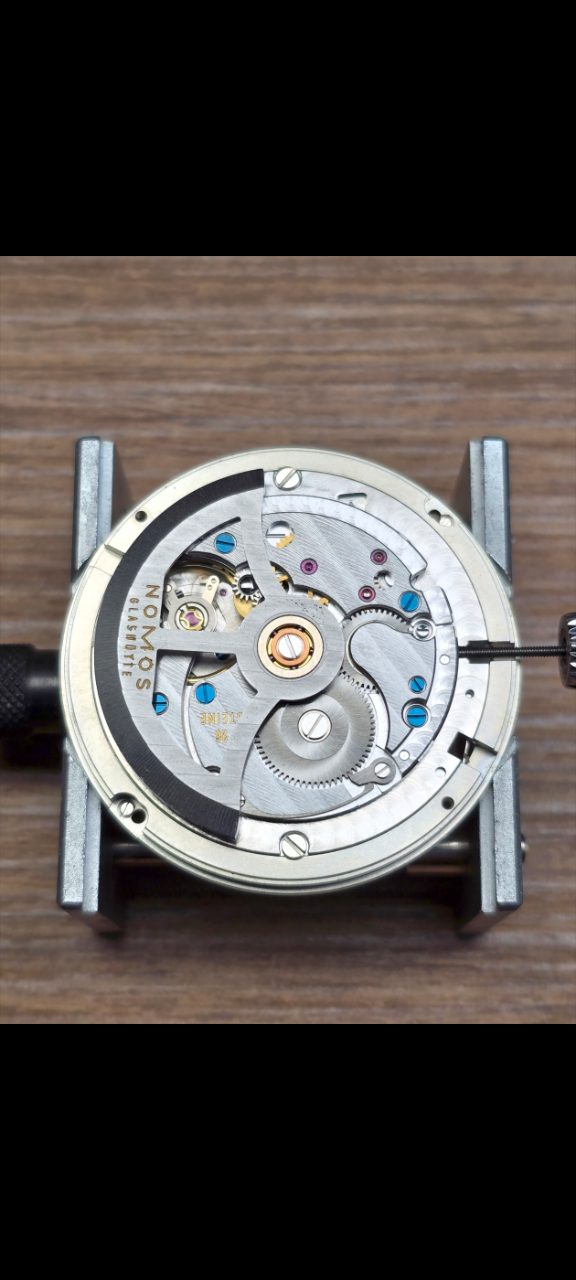 Nomos Glashütte Zurich World Timer servicing, 1 of 3